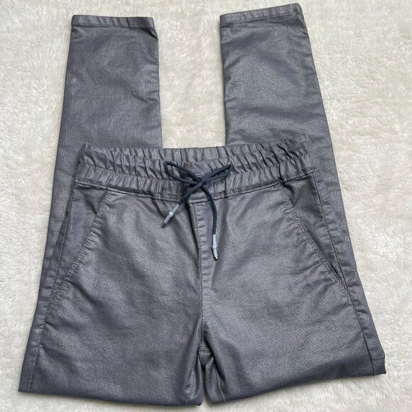 Flog Women's Grey Drawstring Skinny Cotton Checkered Pants Size 26x26" - Picture 1 of 9